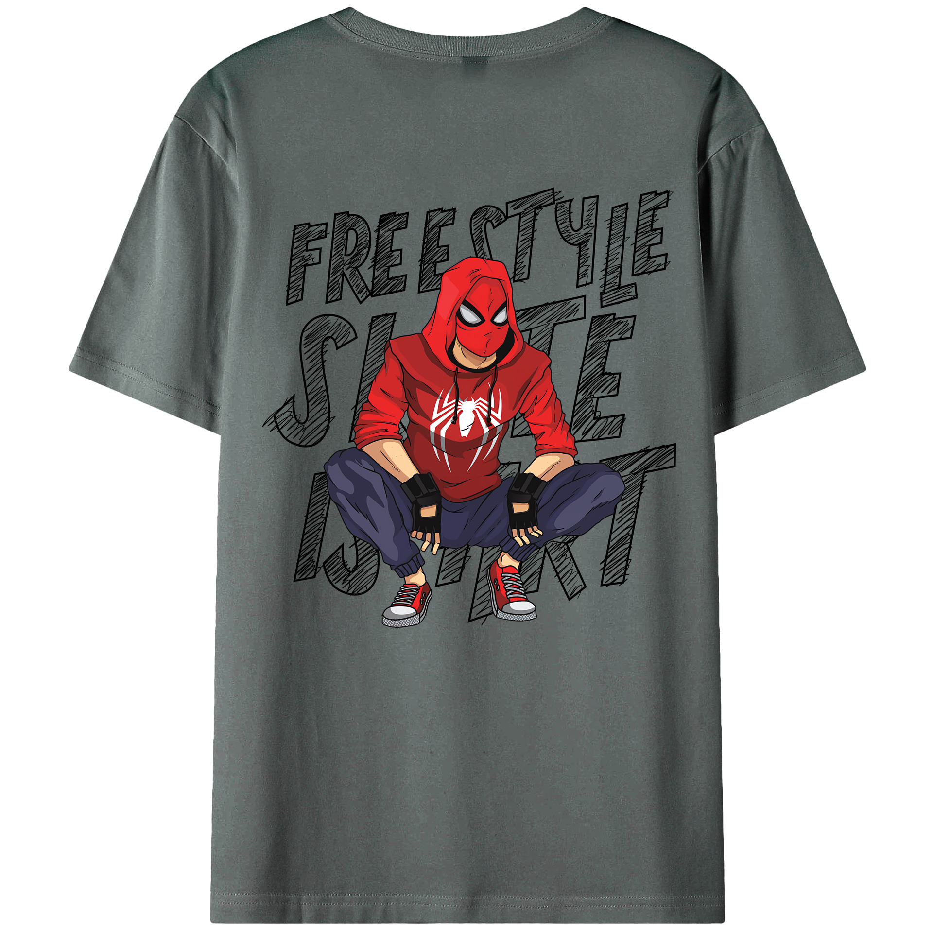 （画像用） Spider Man スパイダーマン 綿100％ メンズ半袖Tシャツ（バックプリント） 通気性